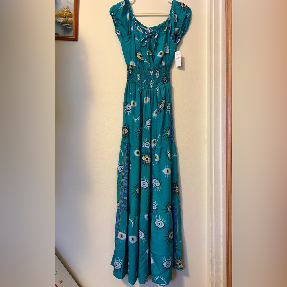 555- NWT Royal Paisley Seafoam Maxi Dress